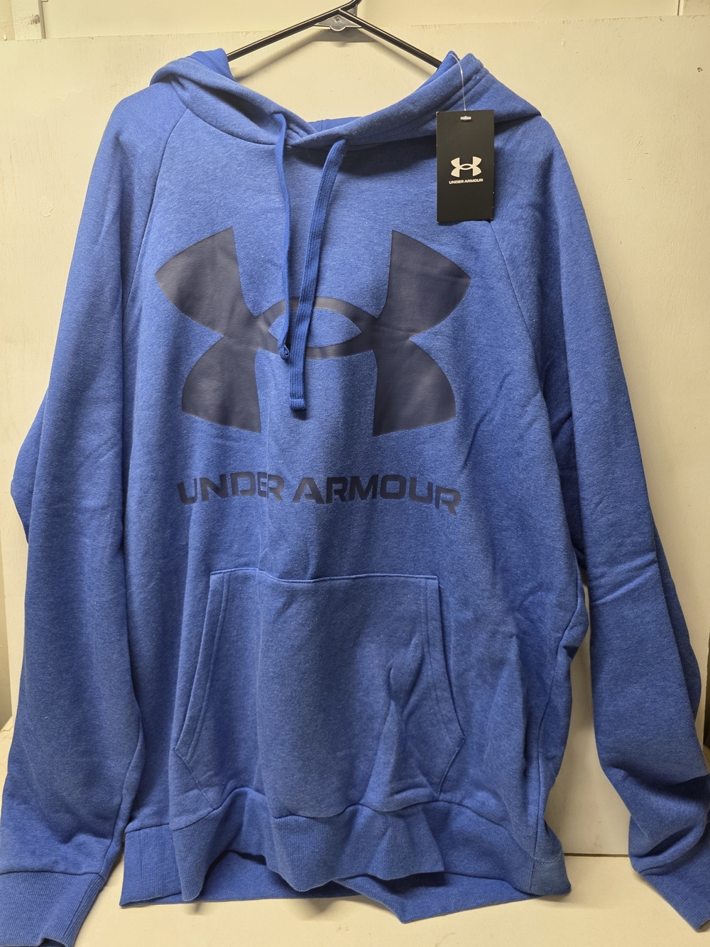 Under Armour Rival Fleece Big Logo Hoodie Mens XXL Blue Pullover NWT 1357093